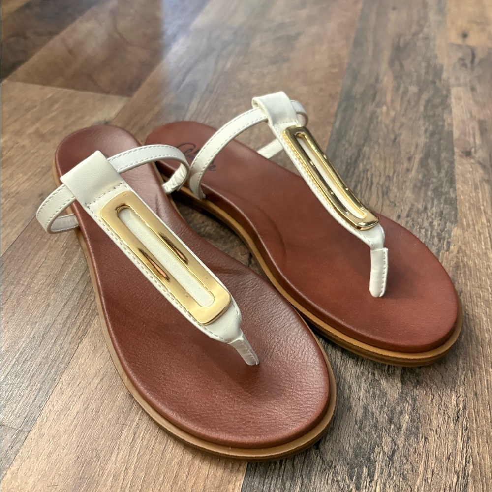 Mia White and Gold Women's Sandals